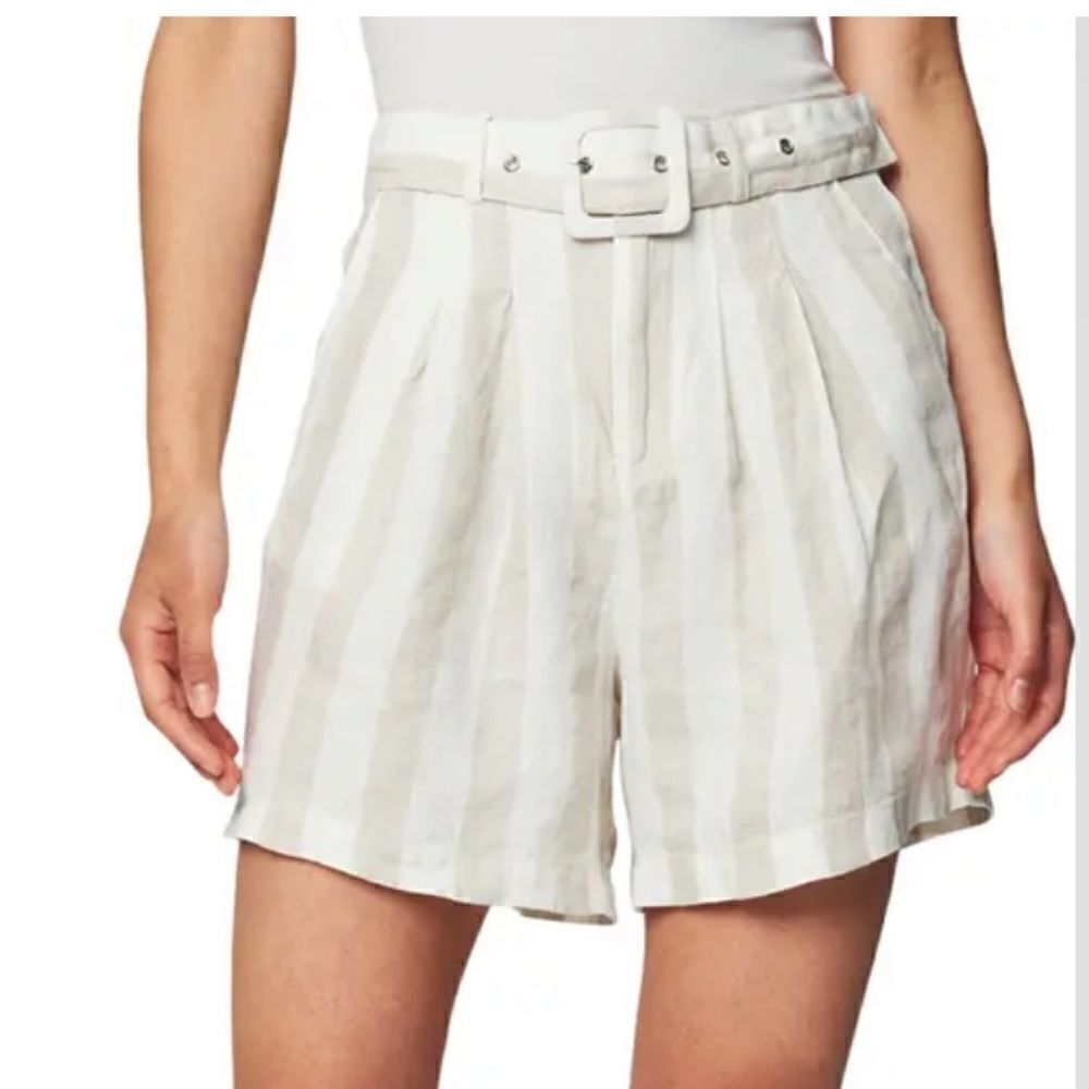 BLANKNYC Belted Striped Linen Shorts.Size 25